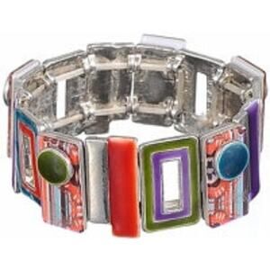 Multicolor Stretch Bangle Statement Bracelet | Metal